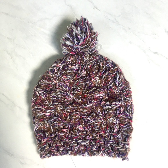 Women’s Beanie - Chunky Knit - Pom - Purple Multicolor - OSFM NWT - Picture 2 of 4